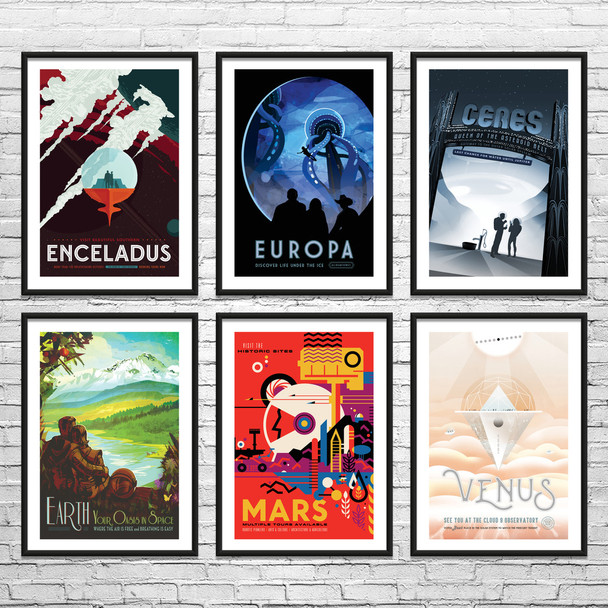 Future Visions Space Tourism Wall Art Set of 6