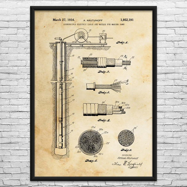 Electric Submersible Pump Patent Wall Art