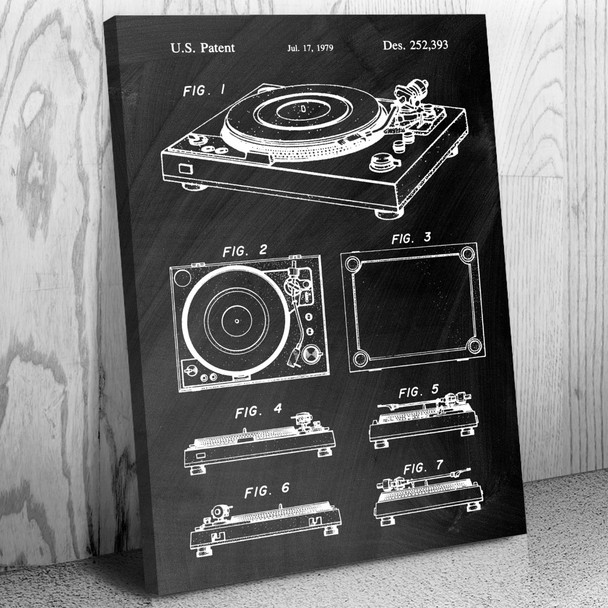 Record Turntable Patent Wall Art Canvas Print 8" x 10"