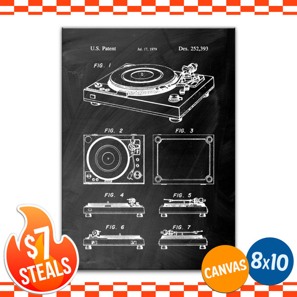 Record Turntable Patent Wall Art Canvas Print 8" x 10"