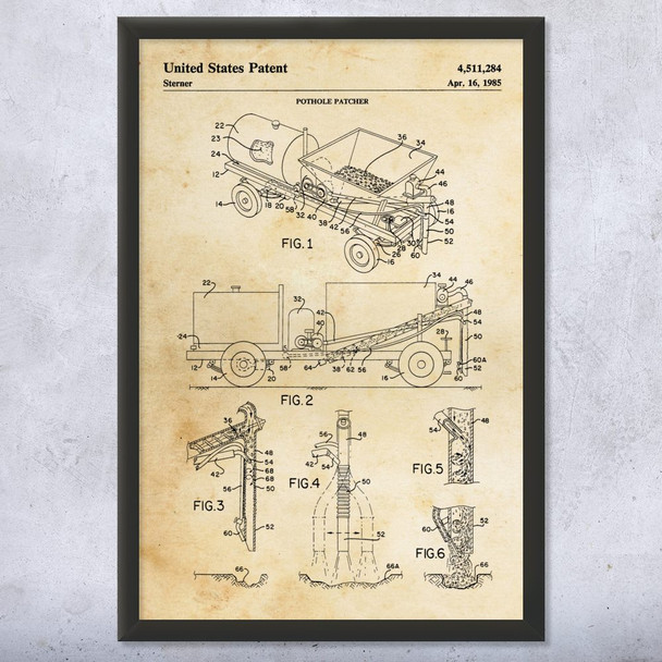 Pothole Patcher Patent Wall Art