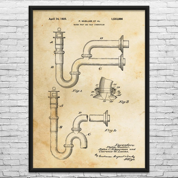 Drain Trap Patent Wall Art