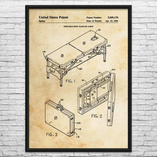 Massage Table Patent Wall Art