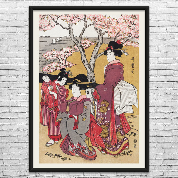 Women & Cherry Blossoms Ukiyo-e Wall Art