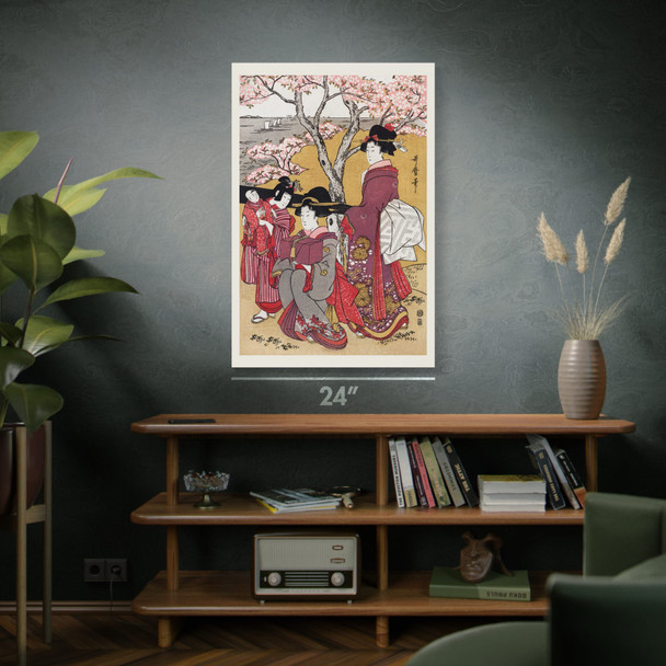 Women & Cherry Blossoms Ukiyo-e Wall Art
