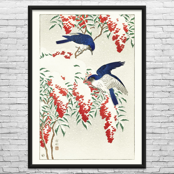 Flycatchers Ukiyo-e Wall Art