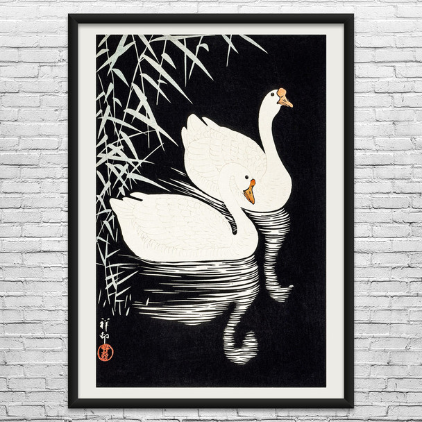 Swimming Geese Ukiyo-e Wall Art