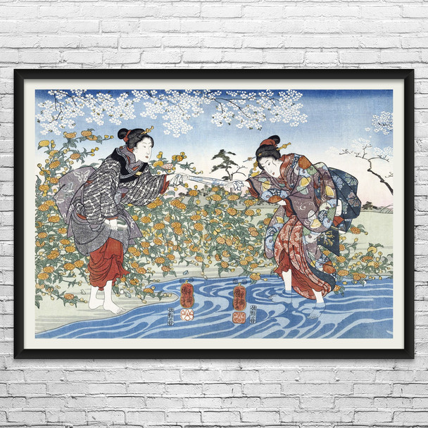 Girls by Ide Tama River Ukiyo-e Wall Art