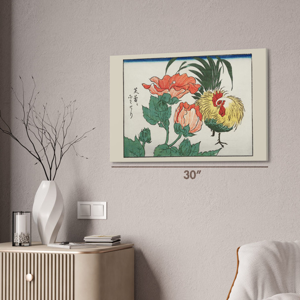 Chicken & Flowers Ukiyo-e Wall Art