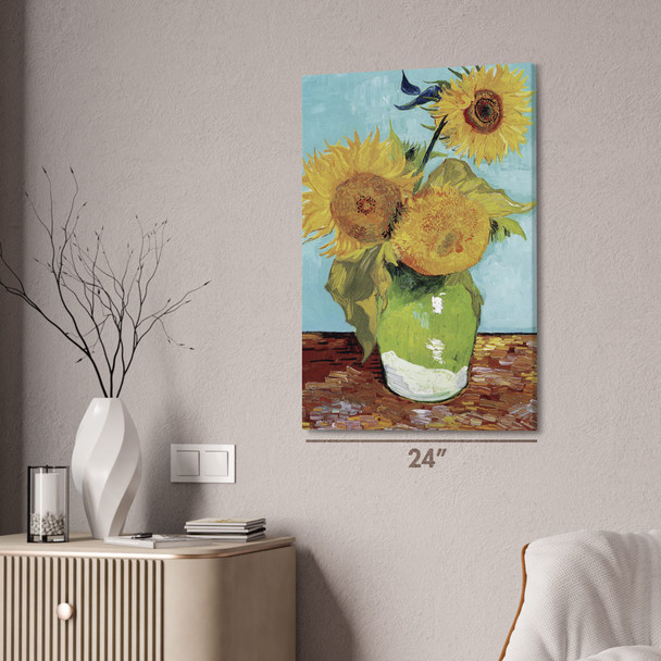 Van Gogh Vase with Three Sunflowers Art Print