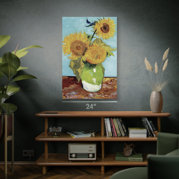 Van Gogh Vase with Three Sunflowers Art Print