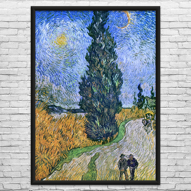 Van Gogh Road With Cypress & Star Art Print