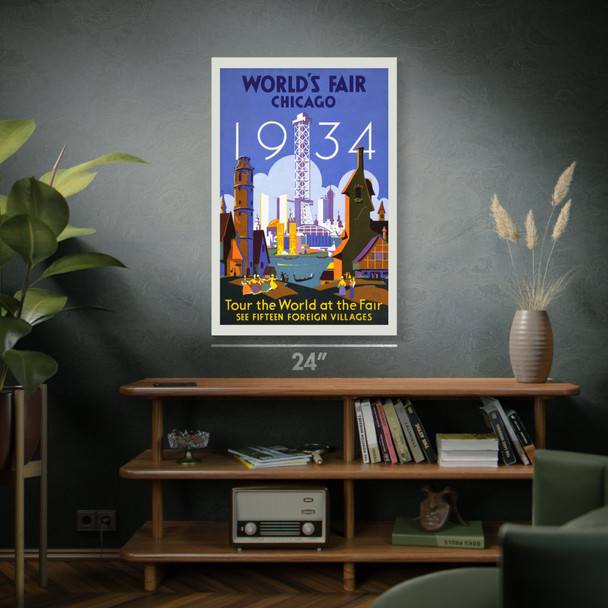 Chicago Worlds Fair 1934 Vintage Travel Art