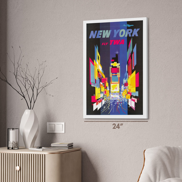 NYC Fly TWA Vintage Travel Art