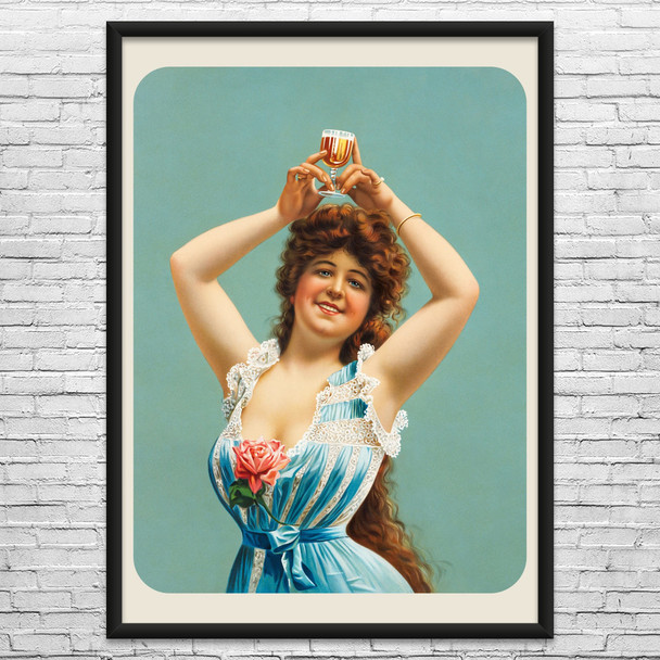 Lady With a Beer Vintage Ad Wall Art