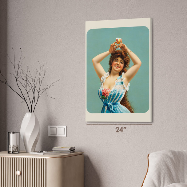 Lady With a Beer Vintage Ad Wall Art
