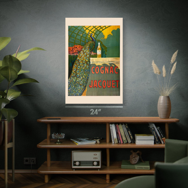 Cognac Jacquet Peacock Vintage Ad Wall Art