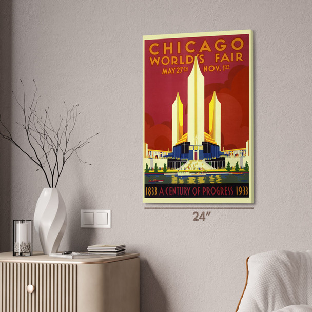 Chicago Worlds Fair 1933 Vintage Travel Art