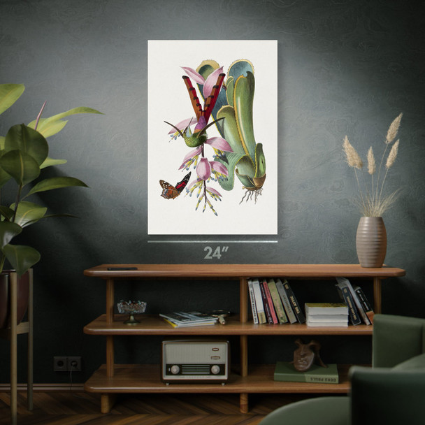 Hummingbird & Butterfly Botanical Art Print