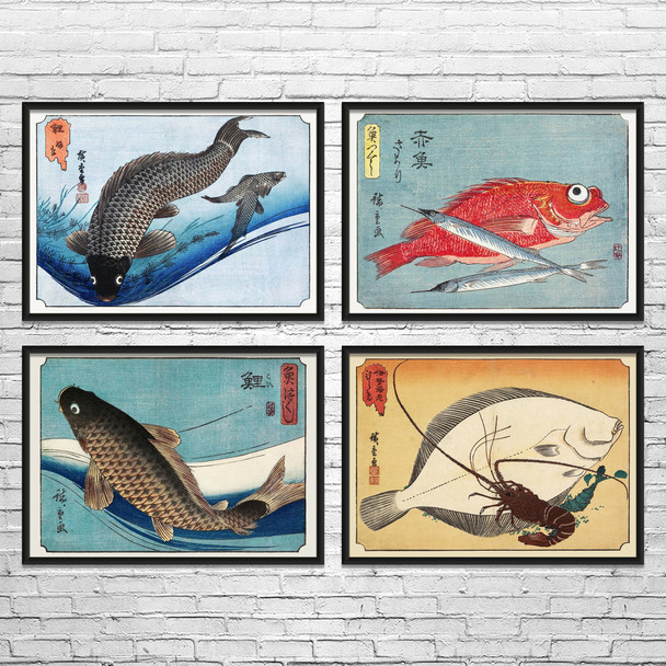 Fish Ukiyo-e Wall Art Set of 4