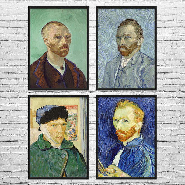 Van Gogh Self Portraits Art Prints Set of 4