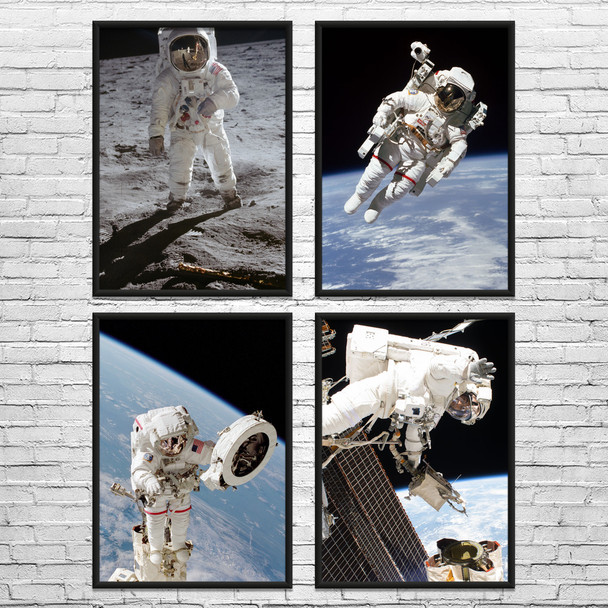 Astronaut Space Wall Art Set of 4
