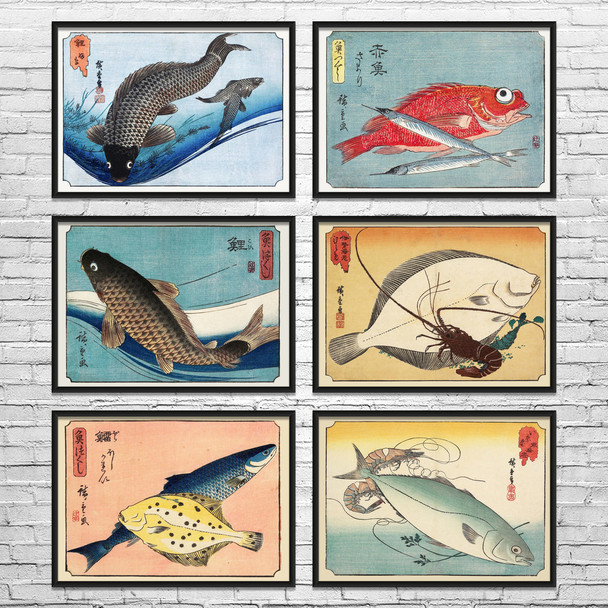 Fish Ukiyo-e Wall Art Set of 6