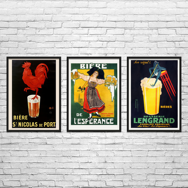 Beer Vintage Ad Wall Art Set of 3