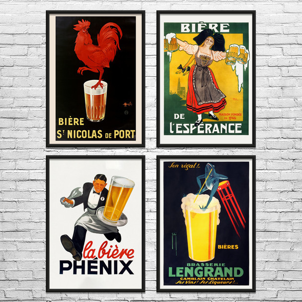 Beer Vintage Ad Wall Art Set of 4