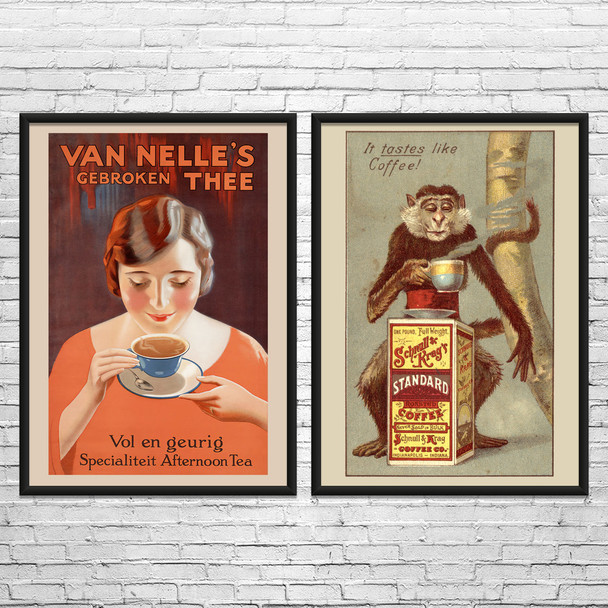 Coffee Vintage Ad Wall Art Set of 2
