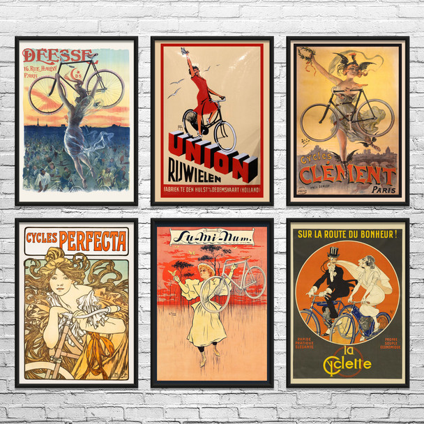 Bicycle Vintage Ad Wall Art Set of 6