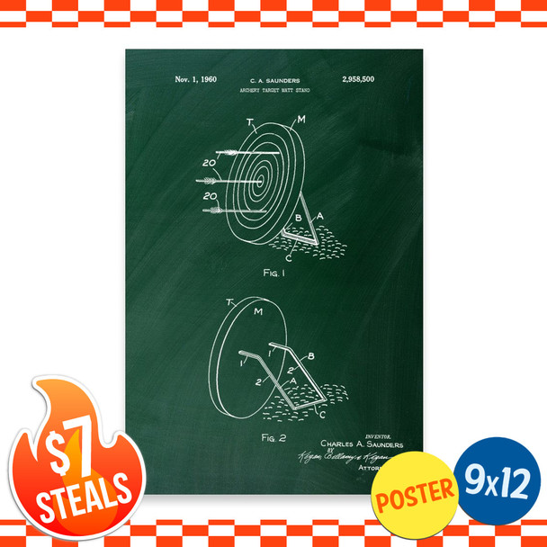 Archery Target Patent Wall Art Poster (unframed) 9" x 12"