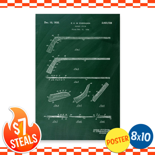 Hockey Stick Patent Wall Art Poster (unframed) 8" x 10"