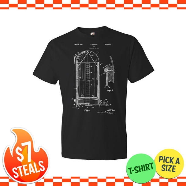 Grain Silo Patent T-Shirt Black