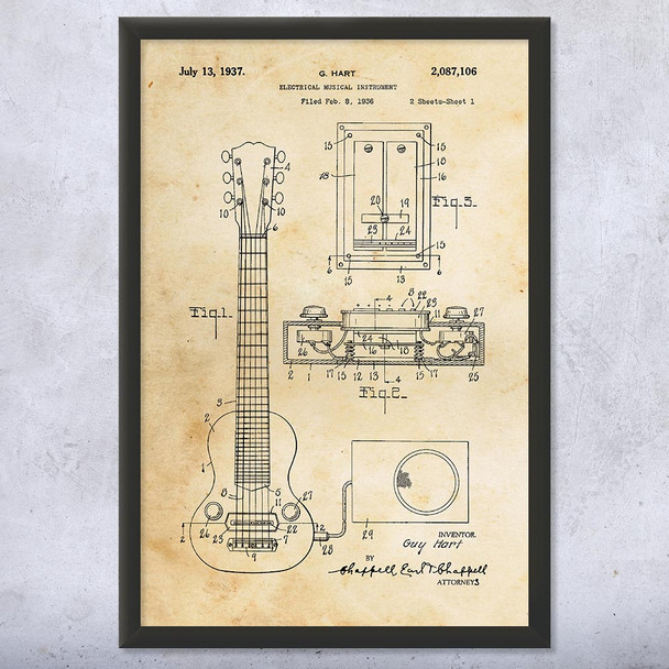 E-150 Electric Guitar Patent Wall Art