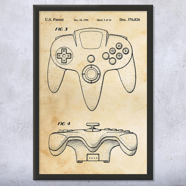 Nintendo 64 Controller Patent Wall Art
