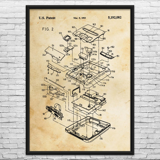 Super Famicom Exploded View Patent Wall Art