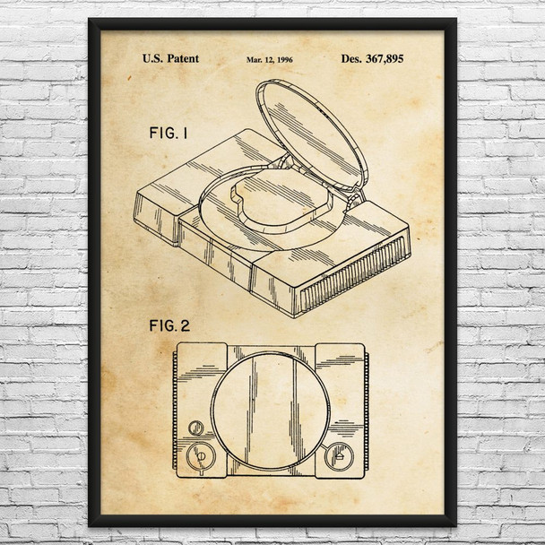 PS1 Console Patent Wall Art