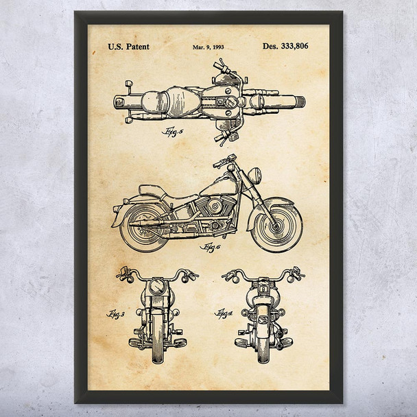 Super Glide Motorcycle Patent Wall Art