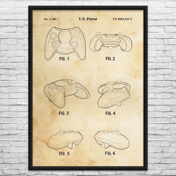 X Box Controller Patent Wall Art