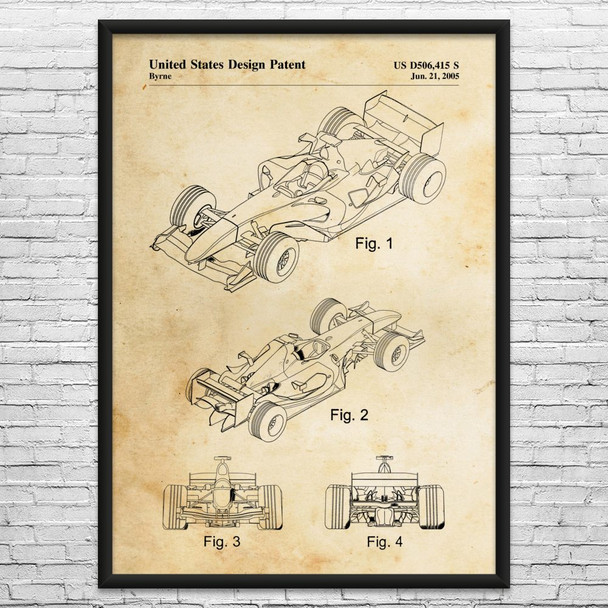 F1 Race Car Patent Wall Art