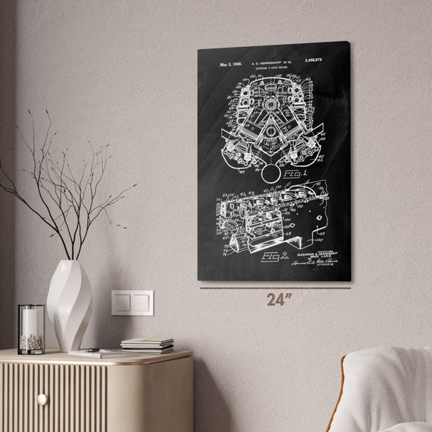 V8 Hemi Engine Patent Wall Art