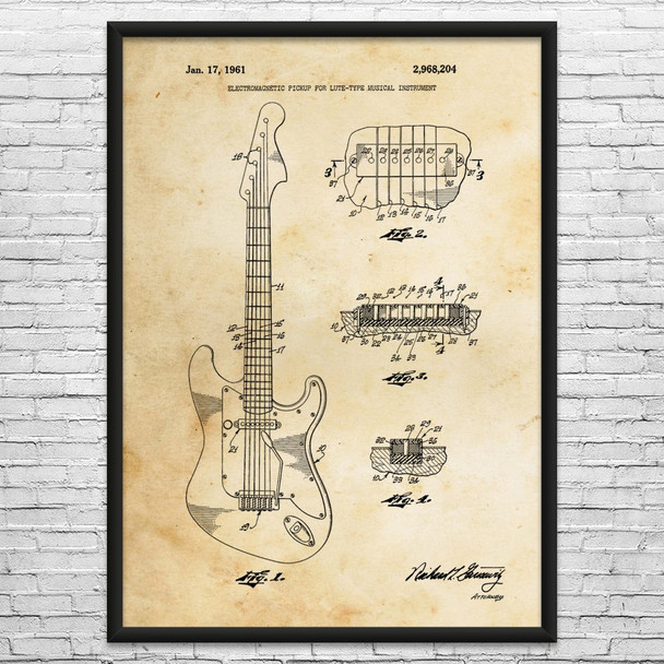Jaguar Guitar Patent Wall Art