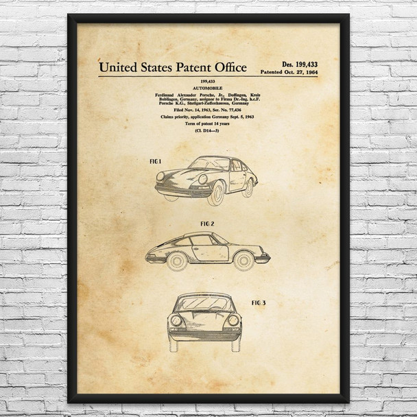 911 Sports Car Patent Wall Art