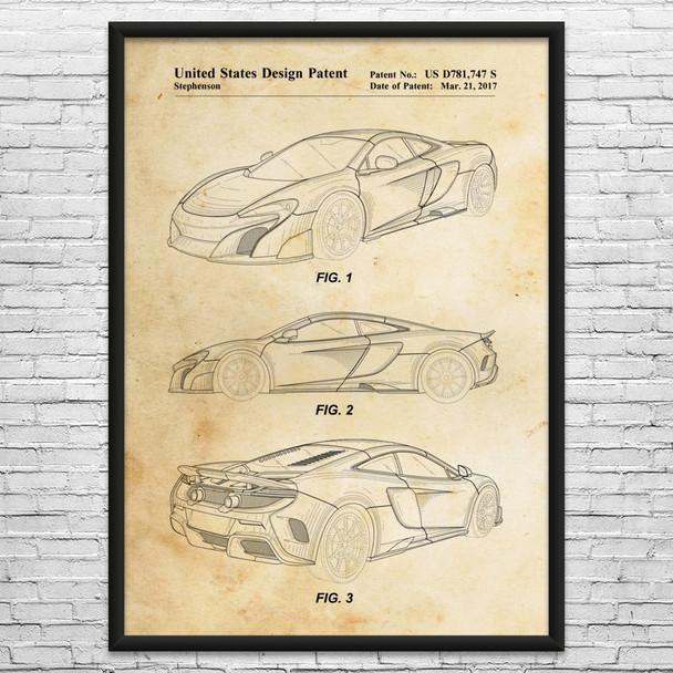 675LT Sports Car Patent Wall Art