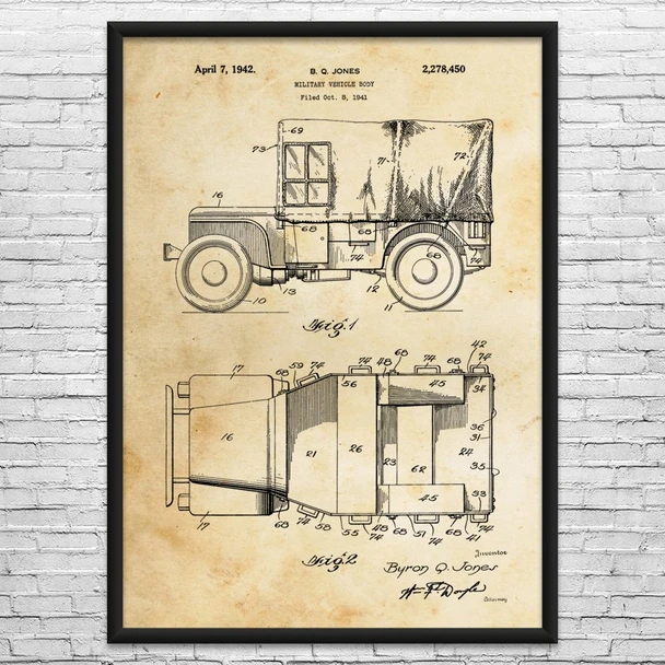 Willys Army Truck Patent Wall Art