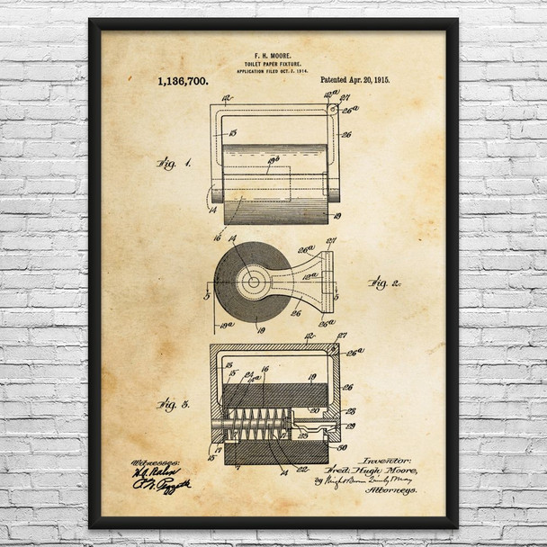 Toilet Paper Fixture Patent Wall Art
