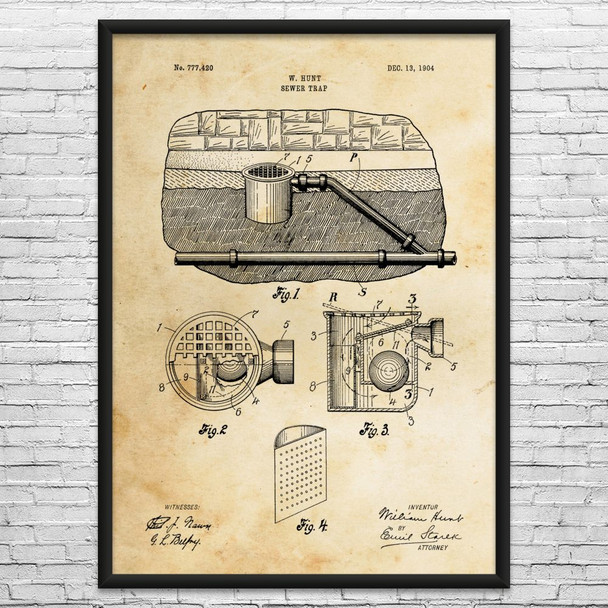 Sewer Trap Patent Wall Art