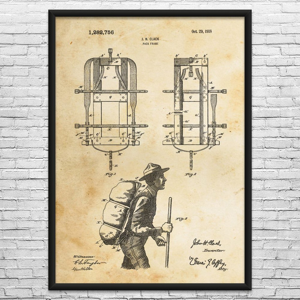 Hiking Pack Frame Patent Wall Art