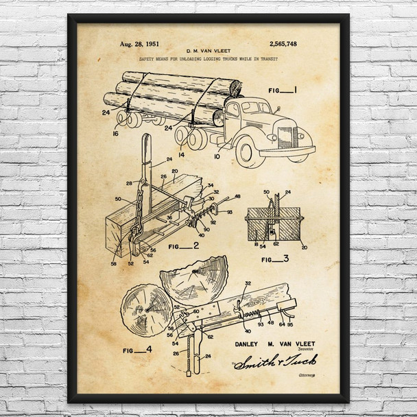 Logging Truck Patent Wall Art